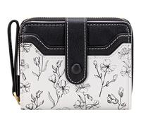 BIAOTIE Portafoglio da donna, portafoglio con fiori RFID da donna, piccolo portafoglio bifold con cerniera intorno alla tasca portamonete carino borsa da donna, nero, Fiore