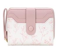 BIAOTIE Portafoglio da donna, portafoglio con fiori RFID da donna, piccolo portafoglio bifold con cerniera intorno alla tasca portamonete carino borsa da donna, Rosa, Fiore