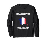 Biarritz - Bandiera della Francia Vintage con Mappa Maglia a Manica