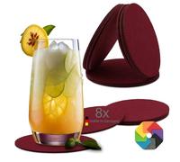 BIASTO Sottobicchieri in feltro rotondi, Ø 10 cm, set da 8 pezzi, colore bordeaux, spessore 3 mm, silenziosi e facili da pulire, Made in Germany