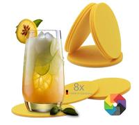 BIASTO Sottobicchieri in feltro, rotondi, Ø 10 cm, set da 8 pezzi, giallo, spessore 3 mm, silenziosi e facili da pulire, Made in Germany