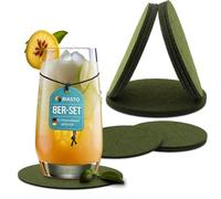 BIASTO Sottobicchieri in feltro, rotondi, Ø 10 cm, set da 8 pezzi, verde mélange, spessore 3 mm, silenziosi e facili da pulire, Made in Germany
