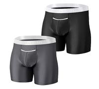 BIATWOWR Boxer da uomo Ice-Silk con sacchetto rinforzato e vita larga, 2*Multi 02, L
