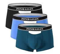 BIATWOWR Boxer da uomo multipack morbidi aderenti in rete elastica biancheria intima sportiva boxer con apertura superiore anti-mosca, Confezione da 3: multi-d, L