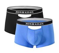 BIATWOWR Boxer da uomo multipack morbidi aderenti in rete elastica biancheria intima sportiva boxer con apertura superiore anti-mosca, Confezione da 2: multi-a, M