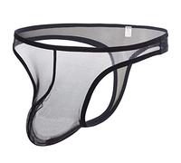 BIATWOWR Intimo Perizoma da uomo sexy a vita bassa in rete trasparente, Jockstrap see-through con tasca di sostegno per uomo, 1 x nero., 3XL