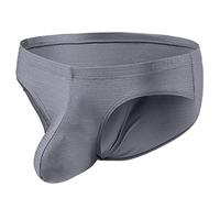 BIATWOWR Mutandine da uomo, in seta ghiacciata, sexy, bulge Enhancing Low Rise Boxer da uomo, confezione multipla, M, L, XL, 2XL, 3XL, 1 x grigio scuro, L