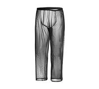 BIATWOWR Pantaloni da pigiama per gli uomini Pantaloni a rete velati lunghi larghi ventilazione vedere attraverso pantaloni biancheria intima M L XL 2XL 3XL, 1 confezione: nero, XL