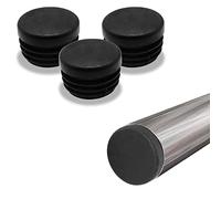 Biaungdo 24 tappi rotondi in plastica da 2,5 cm, per tubi neri, per tavoli, gambe e gambe per tubi, inserti terminali (25 mm)