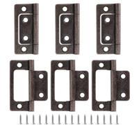 Biaungdo 6 cerniere per porte senza mortasa, 5,1 x 2,5 cm, a testa bifold per armadietti, mobili vintage, cerniere antiche, con viti per porte, finestre, armadietti, armadietti (bronzo rosso)