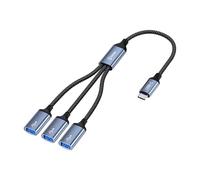 Biaze HUB62 - Splitter USB 1 a 3, 480 Mbps TypeA Y, adattatore Dual USB 2.0, 1 spina a 3 prese per carica/trasferimento dati, dock, distributore di alimentazione compatibile con Mac, Macbook, Auto