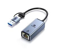 Biaze USB 3.1 USB/tipo C a RJ45 Dual Port 1G LAN Adapter Ethernet Adapter 1000Mbps Gigabit adattatore di rete su alluminio compatibile con MacBook/Windows/Linux/Android per laptop, telefoni cellulari