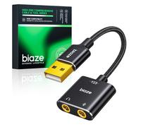 biaze Y23 - Adattatore audio USB a jack da 3,5 mm, scheda audio esterna con jack da 3,5 mm, jack TRS a USB, compatibile con Windows, laptop, desktop Windows, MAC, Linux, PC, PS5, PS4