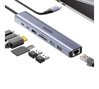 Biaze ZH367 Hub USB-C 8 in 1 per MacBook Pro con adattatore HDMI 4K, supporta ricarica rapida PD da 100 W, Ethernet 100 Mbps, 2 porte USB 3.0 e lettore di schede SD/TF. Compatibile con MacBook