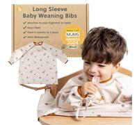 BIBaDO - Bavaglino a maniche lunghe per neonati e bambini dai 6 ai 36 mesi - Tutina per lo svezzamento del bambino - Facile da pulire, morbido e impermeabile