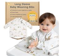 BIBaDO Bavaglino con maniche - Bavaglino per lo svezzamento per bambini e neonati, 6-36 mesi, si attacca a seggioloni, passeggini, tavoli, Spaghetti Serengeti, taglia unica