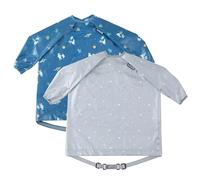 BIBaDO - Confezione da 2 bavaglini per neonati e bambini, bavaglini per lo svezzamento a LED, bavaglini a maniche lunghe, facili da pulire, super stelle e avventure astro, 2 pezzi, maniche lunghe,