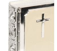 Bibbia Ciondolo Scatola Ricordo Argento Placcato Crema Epoxy Battesimo Comunione