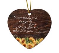 Bibbia Cuore Ceramica Ornamenti di Natale 1 Corinzi 6:19 Il tuo corpo è un tempio dello Spirito Santo Chi è in te Ornamenti per albero di Natale Ricordo di Natale Memoriale da collezione Capodanno