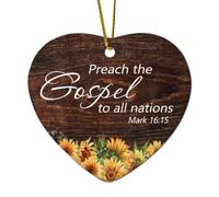 Bibbia Cuore Piatto Ceramica Ornamenti di Natale Mark 16:15 Predicare il Vangelo a tutte le Nazioni Ornamenti Decorazioni invernali per albero di Natale Ricordo di Natale Memoriale da collezione