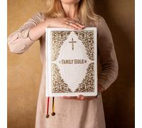 Bibbia Familiare KJV In Pelle Bianca Di Lusso Illustrata Con Oro