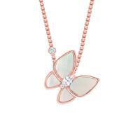 Bibei Collana da donna con ciondolo a farfalla e zirconi cubici in oro rosa e argento sterling 925 BICLL035
