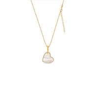 Bibei Collana da donna con cuore in madreperla, zirconi cubici e placcatura in oro in argento sterling 925 BICLL036