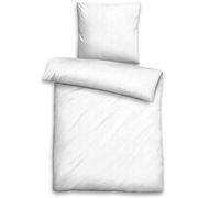 biberna 0676066 Set biancheria da letto con fodere per cuscini Raso jacquard GOTS 1x 155x220 cm + 1x 80x80 cm, Bianco