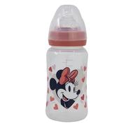 BIBERON A COLLO LARGO 240 ml TACCHETTO SILICONE 3 POSIZIONI Minnie Mouse Heart