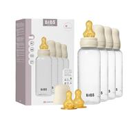 Biberon Baby BIBS 270 ml - Tettarella in Latex- Confezione da 4 - Anti-coliche, senza BPA, tettarella tonda, leggero e facile da pulire, per neonati 0+ anni - Ivory