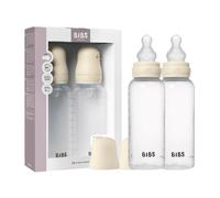 Biberon Baby BIBS 270 ml - Tettarella in silicone - Confezione da 2 - Anti-coliche, senza BPA, tettarella tonda, flusso medio, leggero e facile da pulire, per neonati 0+ anni - Ivory