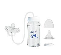 Biberon Ciuccio Bimbi - Alimentatore Silicone Antigoccia, Anticolica Latte Materno, Mani Libere, Tettarella Morbida Per Viaggio Casa Asilo Soggiorno Camera Campeggio Picnic Corredo