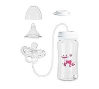 Biberon con Ciuccio Anti Coliche a Mani Libere - Silicone 300 ml a Prova di Perdite con Cannuccia Regolabile - Per Latte Materno o Acqua, Ideale per Viaggi, Campeggio, Asilo Ni-do, Casa