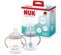 Biberon e tazza con cannuccia NUK Perfect Match | 8+ mesi | 150 ml | Tazze con beccuccio e biberon antiversamento | Manici antiscivolo | Scimmia e pinguino | 2 pezzi
