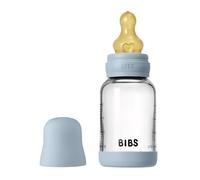 Biberon in vetro con tettarella in lattice 120 ml flusso lento Baby Blue