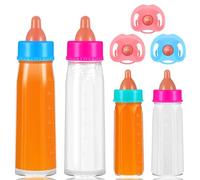 Biberon Magico per Bambole, 7 Pezzi Accessori per Bambole, Bottiglia Latte Bambole con Ciuccio, Biberon con Latte Che Scompare, Set di Alimentazione per Bambole