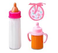 Biberon Magico per Bambole Set 3 Pezzi Biberon Magico Bottiglia Magica Bavaglino Biberone Latte Giocattolo Accessori per Bambole Ciuccio Biberone con Latte Poppatoio Tettarella per Bambolotti