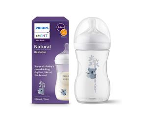 Biberon natural con tettarella a risposta naturale decorazione koala da 260ml 3-6m flusso 3 | senza bpa - Philips Avent