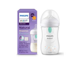 Biberon Natural con Tettarella a Risposta Naturale e Valvola AirFree decorazione Orsetto da 260 ml 1m+ | senza BPA - Philips Avent