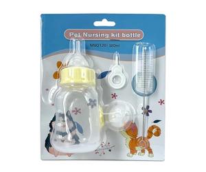Biberon per allattamento al seno, dispenser di latte per cuccioli da 120 ml, con ciuccio in silicone e trasparente, mini biberon per gattini, cuccioli, conigli, piccoli animali e gatti