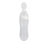Biberon per neonati, 1Pc 90mL Biberon in silicone per neonati con cucchiaio Alimentatore per spremere cereali per alimenti freschi Caldo(bianca)
