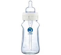 J Bimbi Super Glass - Biberon in Vetro Termoresistente 0m+, 260ml