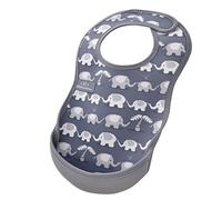 Bibetta Bavaglino in neoprene di alta qualità per il massimo comfort, bavaglino impermeabile, con tasca per lo svezzamento e per l'alimentazione di neonati e bambini piccoli, arrotolabile e lavabile