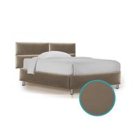 BiBi Relax | Sommier Piazza e Mezza Contenitore, Con 4 Pannelli Testata, Tessuto Ecopelle, 120 x 190 cm, Colore Fango, Made in Italy