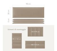 BiBi Relax | Testata in Ecopelle x 4, Colore Tortora, 90L x 30P x 5H cm, Made in Italy