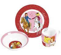 Bibi & Tina - Stoviglie per bambini, 3 pezzi, in porcellana, colore: rosso