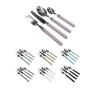 BIBIHOME - Set 24 Posate Kilkenny in Acciaio 18/10 con Manici in PP Spessore 1.8 mm | Adatte a Lavastoviglie | 6 Coltelli, 6 Forchette, 6 Cucchiai, 6 Cucchiaini | Vari Colori (NERO)