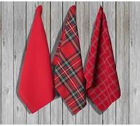 BIBIHOME - Set di 3 canovacci tartan Clan in cotone tinto filo di Jolie Firenze 50x70 cm Rosso Tartan Natale (50x70 cm.) Asciugamani Cucina Eleganti e Morbidi | Idea Regalo Feste e Casa Accogliente
