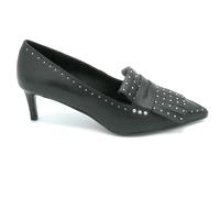 Bibilou 516z10 mocassino nappa nero frangia borchiette tacco 5 cm