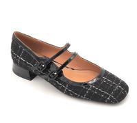 Bibilou 659Z56 decollete tessuto-pelle lucida nera doppio cinturino T 3,5cm